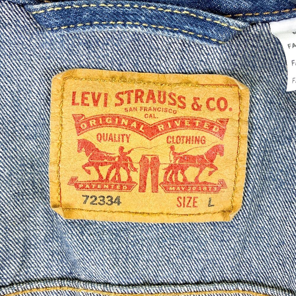 VTG Levis Trucker Jacket Mens L Denim Type 3 Faded Distressed Whiskered 72334 - Picture 13 of 14
